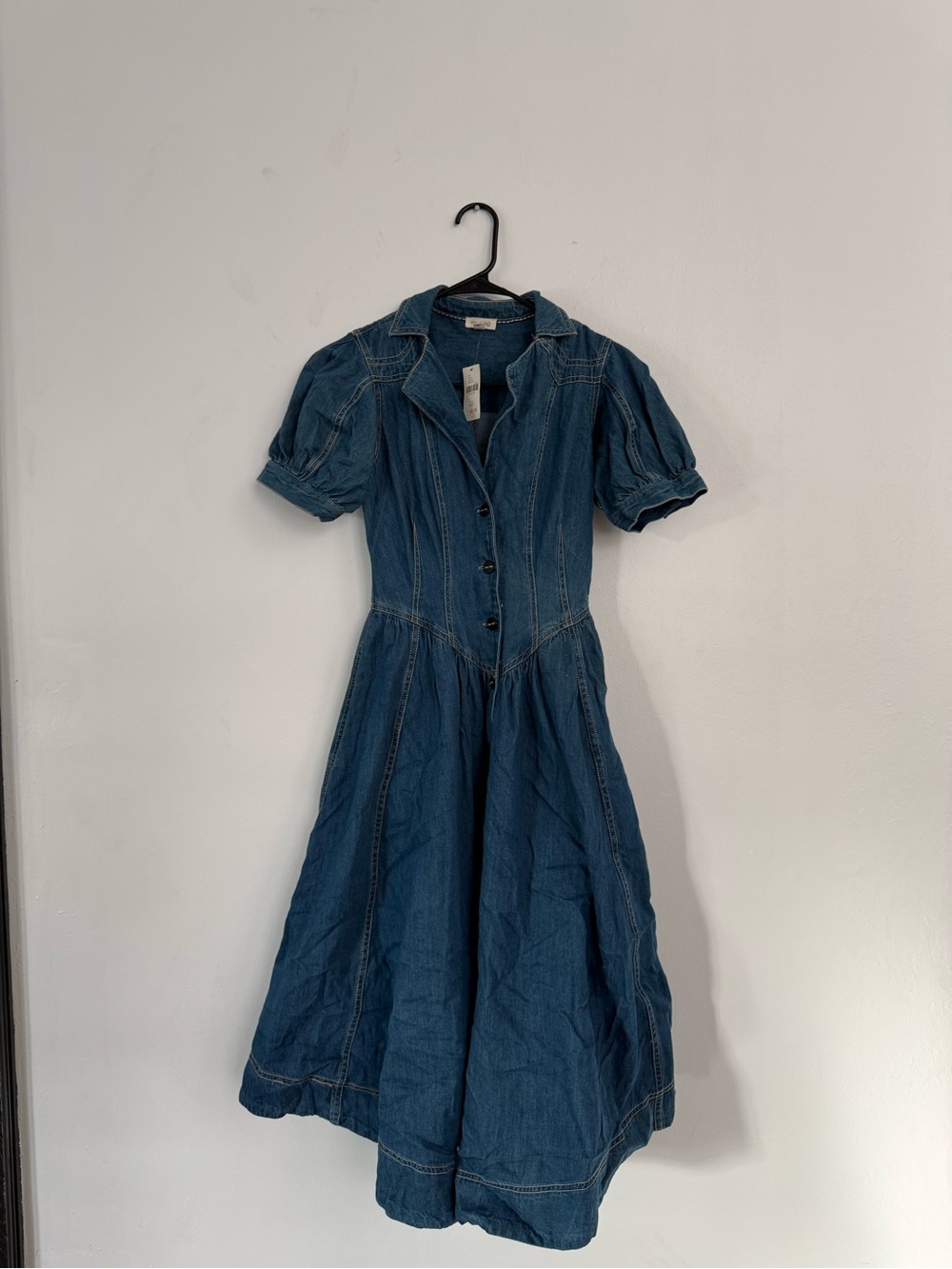 Pilcro Blue Denim Fit-and-Flare Maxi Dress